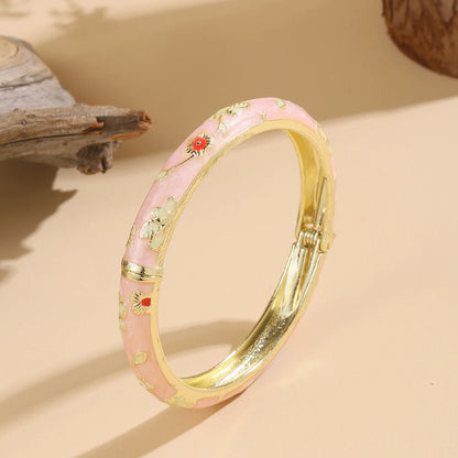 FTCY Vintage Bracelet For Women Small Flower Ethnic Style Cloisonne Bangles Women's Elegant Jewelry Gifts