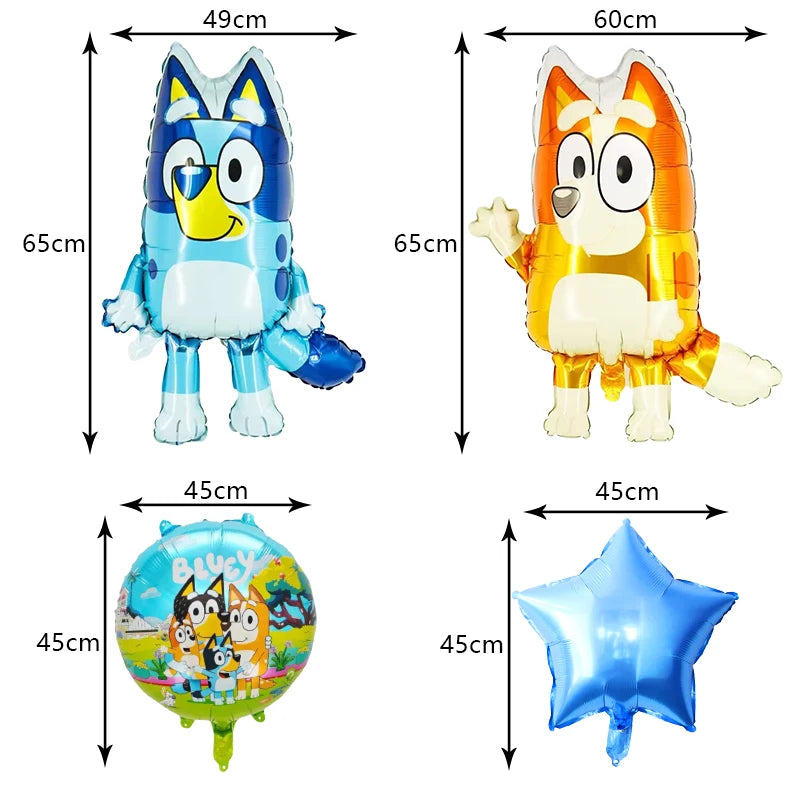 New Bluey Birthday Party Decoration Latex Balloons Bingo Aluminum Film Balloon Disposable Tableware Kids Event Supplies Backdrop