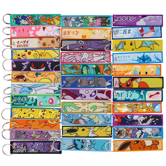 Japanese Hot Anime Characters Embroidered Key Cool Cartoon KeyTag Keychain for Motorcycles Keyring Jewelry Accessories Gifts 1pc