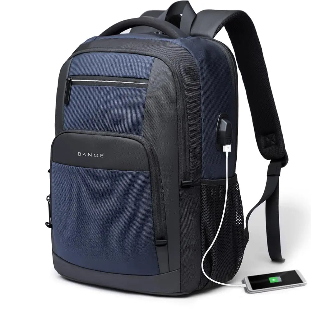 BANGE Sling Travel Laptop Backpack Fits 15.6 Inch Laptop for Men and Women Waterproof with Side Mesh Pocket USB Charging Port