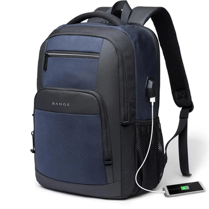 BANGE Sling Travel Laptop Backpack Fits 15.6 Inch Laptop for Men and Women Waterproof with Side Mesh Pocket USB Charging Port