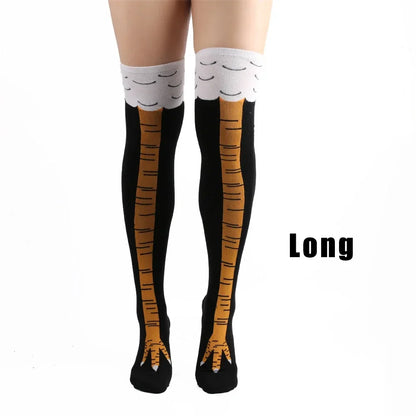 Men Funny 3D Chicken Socks Print Cartoon Cosplay High flexibility Thigh High Sock Cotton Fashion Thin Toe Feet
