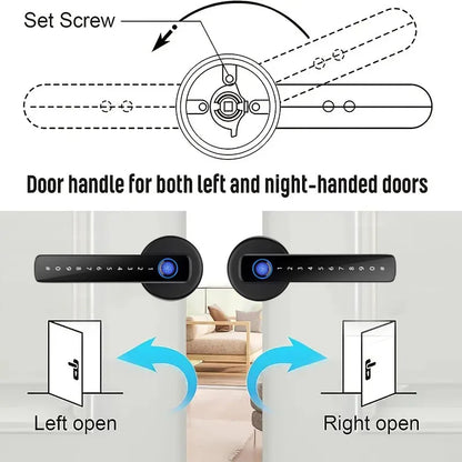XSDTS M5 Tuya BLE Fingerprint Door Lock Digital Electronic Lock with Password/Key/IC Card/ Smartlife/ Tuya APP Unlock