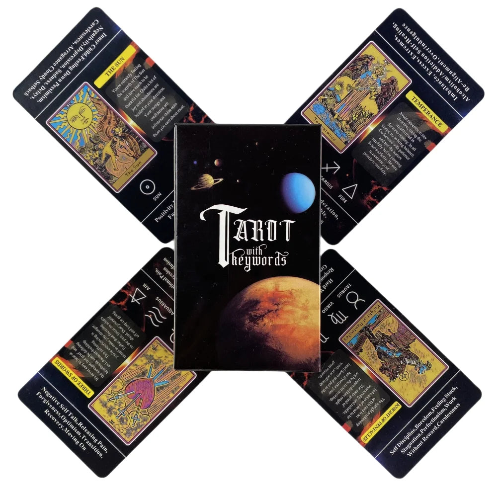 Tarot Cards For Beginners With Meaning On Them, 78pcs-Cards Pocket Size Tarot Learning Deck, Fortune Telling Game