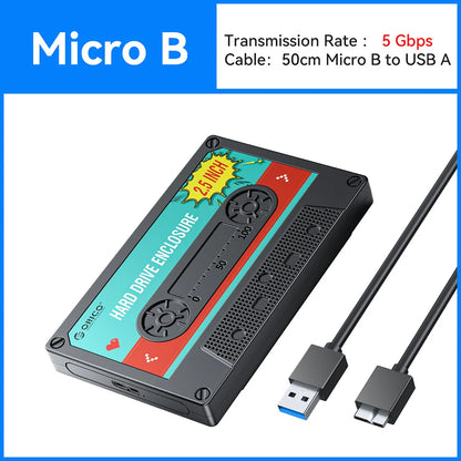 ORICO 2.5'' inch Hard Drive Enclosure USB C SATA III Classic SSD HDD External Case 6Gbps HD Storage Box Shockproof For PC Laptop