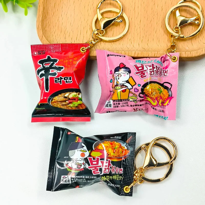 Yupsk Simulation Instant Noodles Keychain Korean Food Bag Pendant Turkey Noodle Creative Bag Accessories Christmas Gift