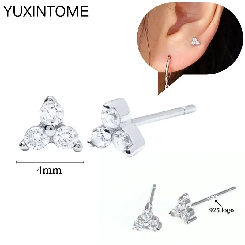 925 Sterling Silver Ear Needle Fashion Hoop Earrings White Crystal Luxury Women's Silver Earrings Wedding Women's Jewelry Gift