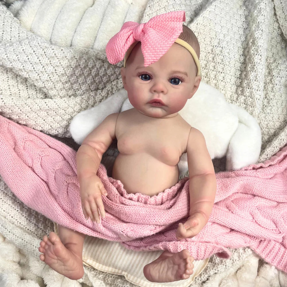 18inch Reborn Baby Doll Meadow Girl Full Vinyl Body 100% handmade 3D Skin Collectible Art Doll Toy Birthday Christmas Gift