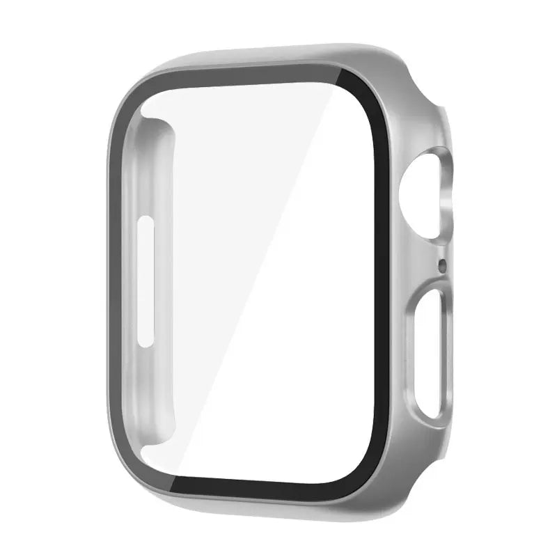 Glass+Case For Apple Watch 8 7 45mm 44mm 41mm 40mm PC Screen Protector Cover iwatch Series 3/4/5/6/SE/7/8 SmartWatch Accessories