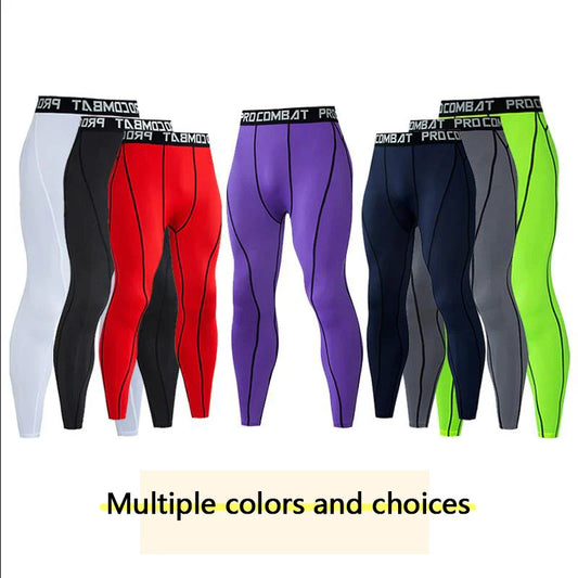 2025 Men's High Elasticity Fitness Speed Drying Running Tight Feet Basketball Competition Training Yoga Primer Colorful Pants