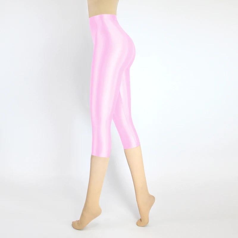 Satin Silky Smooth Women Pants Sexy Tight High Waist Gloss Pants Capris Yoga Sports Joggers Sweatpants Women Pants Bottoms