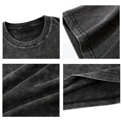 2025 Washed Vintage T-Shirts Street Hip Hop Retro Punk T Shirt women Harajuku Casual Cotton Short Sleeve Acid Wash TShirts tops