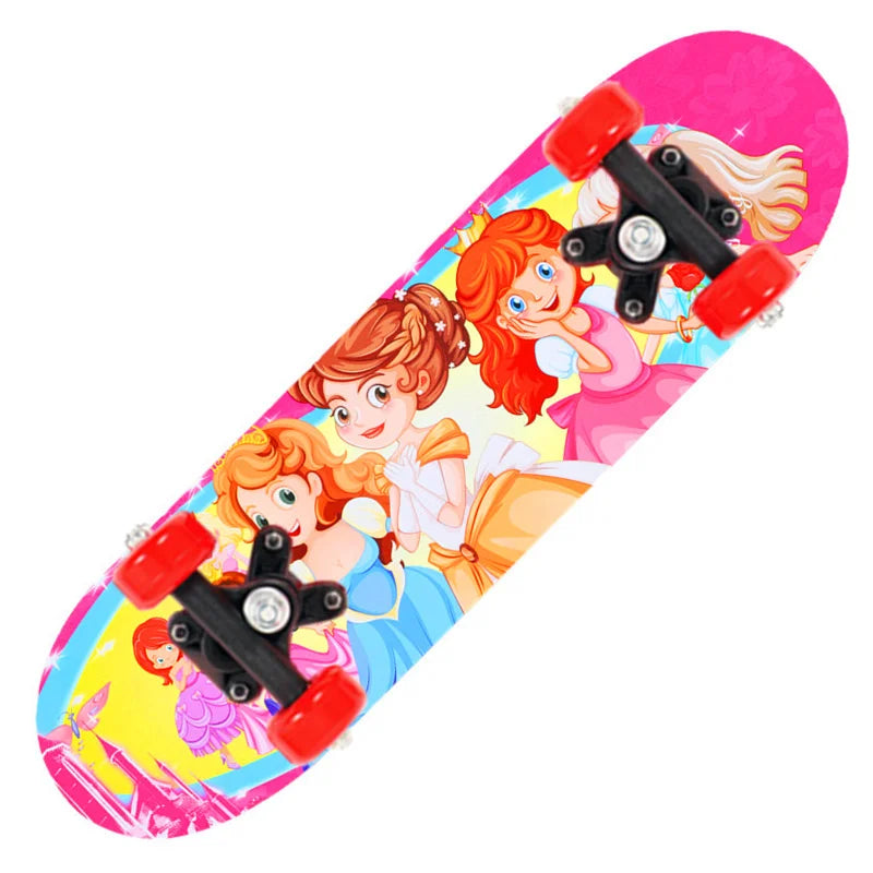 New Cartoon Four-wheel Skateboard Children Beginner Skateboards Maple Wood Deck Skate Board Outdoor Double Rocker Skateboard