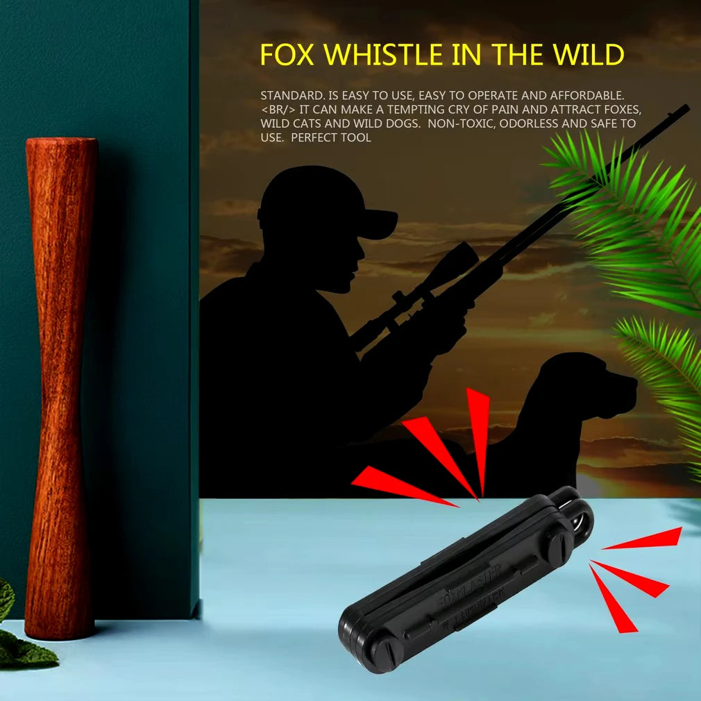 DIZETION Black Outdoor Fox Down Fox Blaster Call Whistle Predator Hunting Lamping Calling Rabbit Game Caller Animial