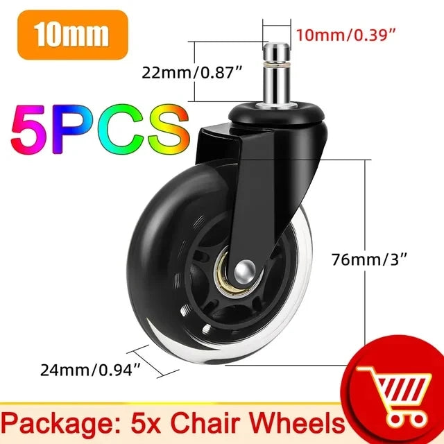 AD 5PCS Universal Mute Caster 50KG Wheel 10mm 11mm Replacement Office Chair Swivel Rollers 360 Degree Wheels Furniture Hardware