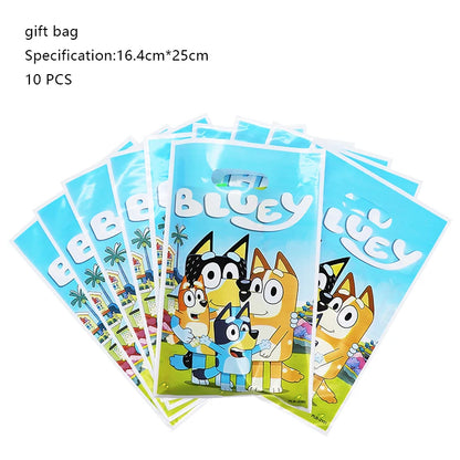 New Bluey Birthday Party Decoration Latex Balloons Bingo Aluminum Film Balloon Disposable Tableware Kids Event Supplies Backdrop