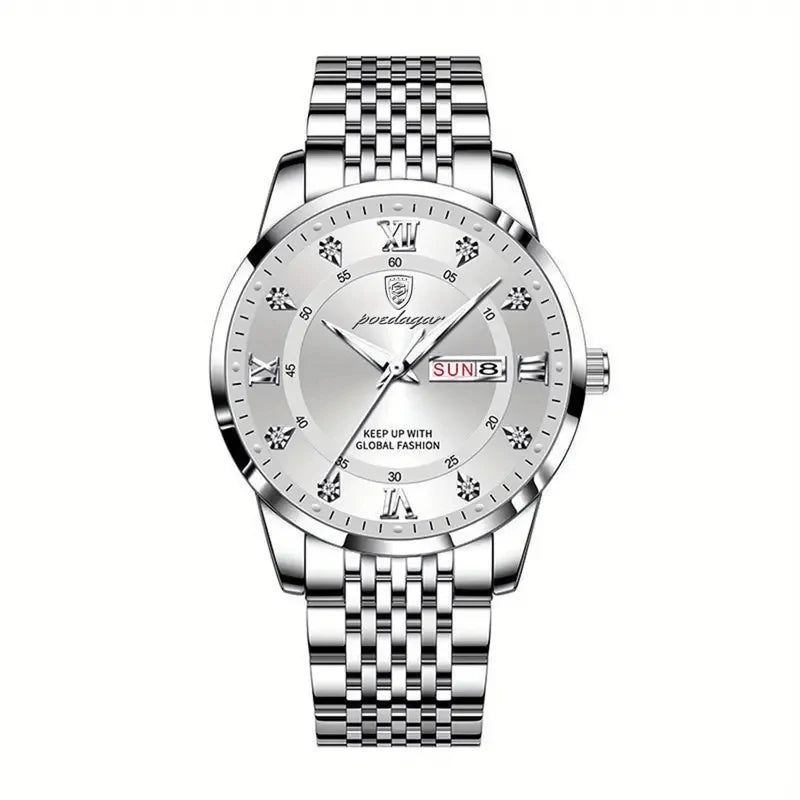POEDAGAR Luxury Brand Men Watches Waterproof Luminous  Stainless Steel Quartz Man Wristwatch Casual Sports Watch For Men relogio
