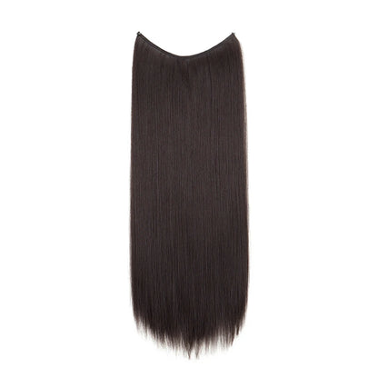 24Inch Synthetic Invisible Hair Extension Fish Line Fake Hairpiece Black Brown Hair Accessorie for Women
