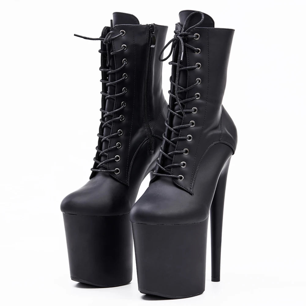 Stripper 8" Platform Lace Up Cтрипы Pole Dance Ankle High Boots In Stock Fast Shipping Size36-43