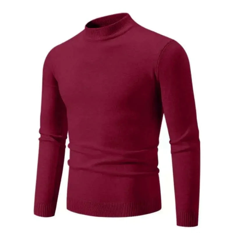 Half Turtleneck Knitwear Sweater New Autumn/Winter Mock Neck Sweatshirts Solid Color Pullovers Man Brand Casual Mens Clothing