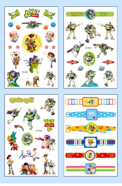 4Pcs/set Tattoo stickers Disney Stitch Princess Sofia Unicorn Frozen Action Cars Cartoon Sticker For Birthday Party Gift