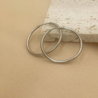Stainless Steel 12-70mm Minimalist Big Circle Hoop Earrings for Women Trendy Gold Color Metal Smooth Round Earring Jewelry