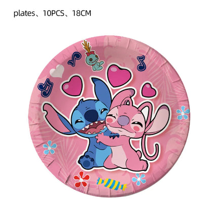 Lilo and Stitch Birthday Party Decoration Girl Boy Disposable Tableware Tablecloth Candy Bag Plate Paper Cup Supplies Kit
