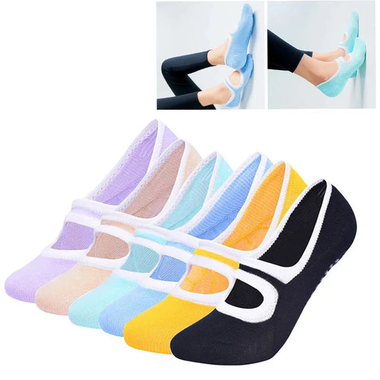 Multi Colored Plus Size Women's Yoga Socks Silicone Anti Slip Pilates Handle Socks Ballet Dance Fitness Socks