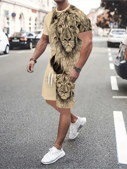 Summer Simple Letter Print Men's Crew Neck Short Sleeve Top And Shorts Harajuku Street Fashion Men's Suit Everyday Casual Comfor