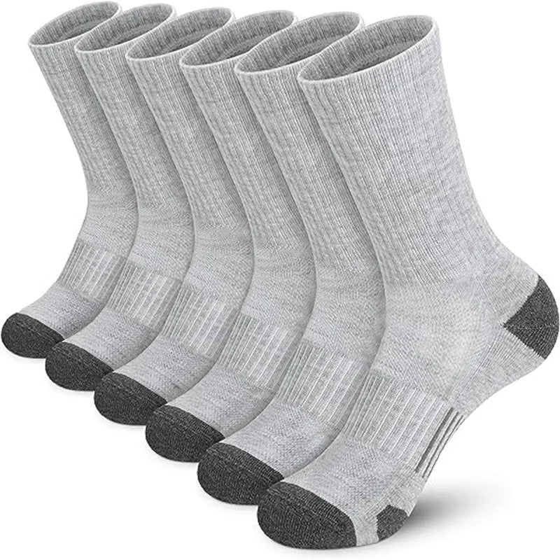 6 Pairs Mens Athletic Crew Socks Cushion Running Work Breathable Outdoor Socks for Men,Sock Size:10-13