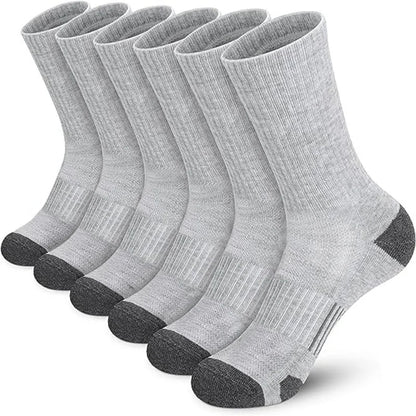 6 Pairs Mens Athletic Crew Socks Cushion Running Work Breathable Outdoor Socks for Men,Sock Size:10-13