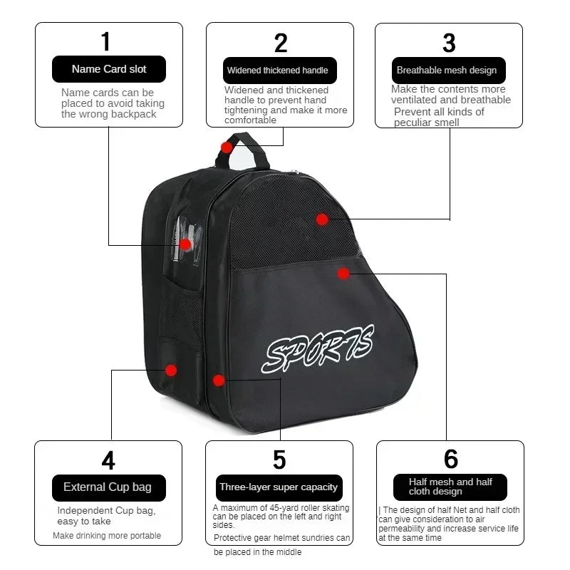 Ski Bag Breathable Skates Storage Handbags Roller Skates Bag Roller Holder Skate Speed Skates Bag Adult Sports Skiing Bags