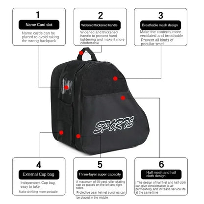 Ski Bag Breathable Skates Storage Handbags Roller Skates Bag Roller Holder Skate Speed Skates Bag Adult Sports Skiing Bags