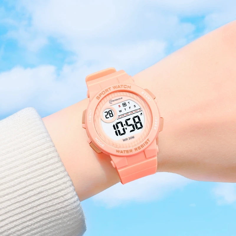 OHSEN Kids Sport Watches 30M Waterproof Pink Silicone Electronic Wristwatch Stopwatch Children Digital Watch For Boys Girls
