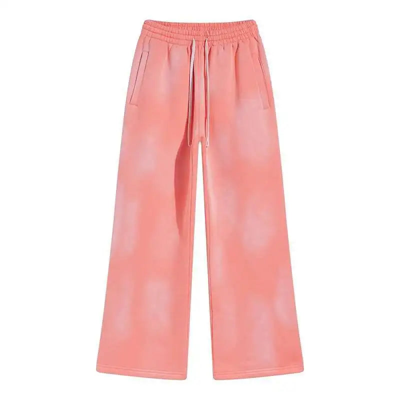 IEFB Spring New Trendy Sets Washed Sweatshirt Sweatpants Splash-ink Spray Dye Velvet Hoodies Autumn Male Wear Menwear 9W125