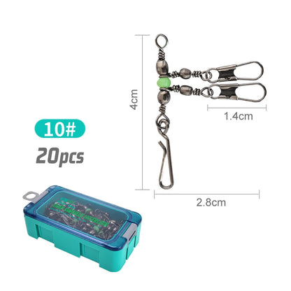 New 8# 10# Squid Jig Lure Swivels Fishing Bearing Rolling Swivel Solid Ring Fishing Connector With Interlock Snap Accessories