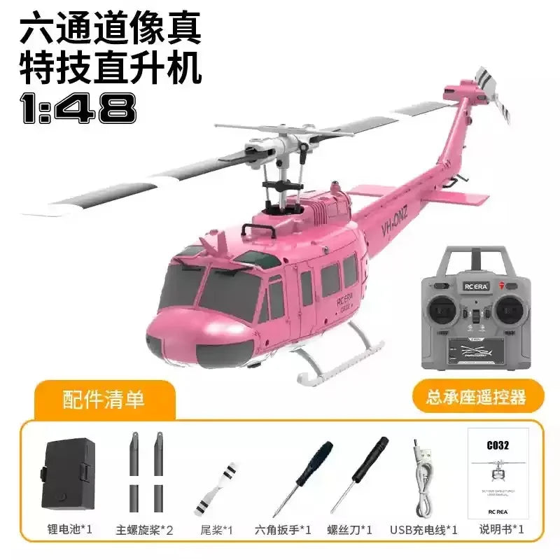 2.4G Hot UH-1 Huey 2.4G remote control helicopter six-channel six-axis gyroscope one-button inverted aerobatic helicopter model