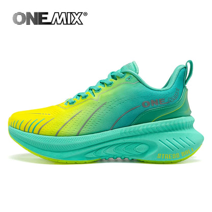 ONEMIX New Cushioning Running Shoes For Men Suitable Heavy Runners Lace Up Sports Women Non-slip Outdoor Athletic Male Sneakers