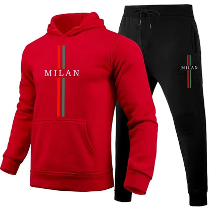 PARIS Letter Print Sweatshirt Suit Men's Fleece Hoodie Pants Set Spring Autumn Winter Warm Casual Sports Pullover Trousers Sets