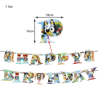 New Bluey Birthday Party Decoration Latex Balloons Bingo Aluminum Film Balloon Disposable Tableware Kids Event Supplies Backdrop