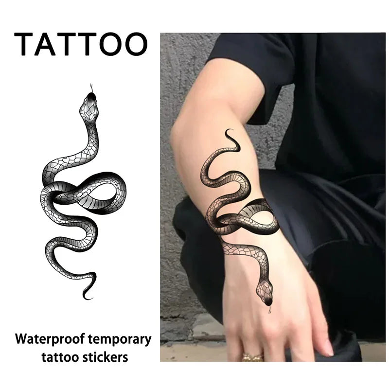 1Pc Snake Temporary Tattoo Sticker, Long-lasting and Waterproof, Realistic Fake Tattoos for Man and Women, For Arm, Leg.