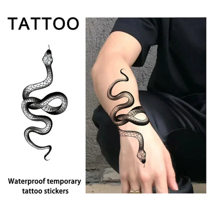 1Pc Snake Temporary Tattoo Sticker, Long-lasting and Waterproof, Realistic Fake Tattoos for Man and Women, For Arm, Leg.