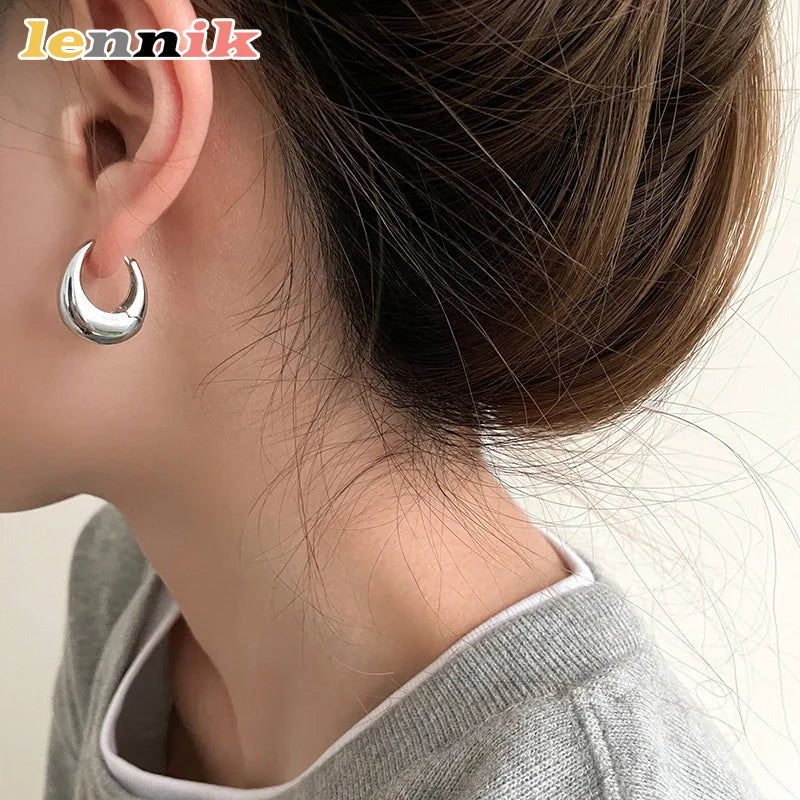 LENNIKOval Elegant Earrings, Women¡¯s 3D Metal Design, Fit for Work/Casual Outfits, Flattering on All Faces, Perfect Gift Choice