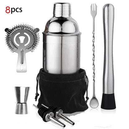1/3/6/9/11pcs Cocktail Shaker Set Stainless Steel Bartender Kit Cocktail Mixer Wine Martini Boston Shaker Party Bar Tools
