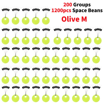 60pcs 10/20 Group Set Rubber Silicon Space Bean Sea Carp Fly Fishing Black Rubber Oval Stopper Fishing Float Fishing Bobber Part