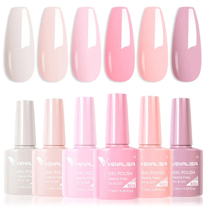 Venalisa HEMA TPO FREE Nail Gel Polish Glitter Gorgeous Full Coverage Soak Off UV LED French Nail Jelly Pink Nude Collection