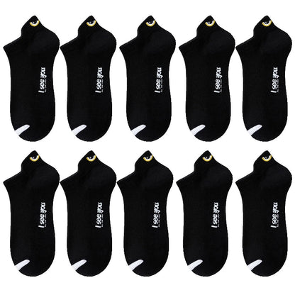 5/10 Pairs Man Short Socks Ankle Boat Socks Breathable Casual Athletic Socks Women Summer Thin Low-Cut Male Socks