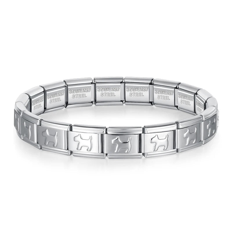 Hapiship 2024 New Women's Jewelry DIY 9mm Width Itanlian Elastic Charm Bracelet Fashion Stainless Steel Fashion Bangle ST-Bao