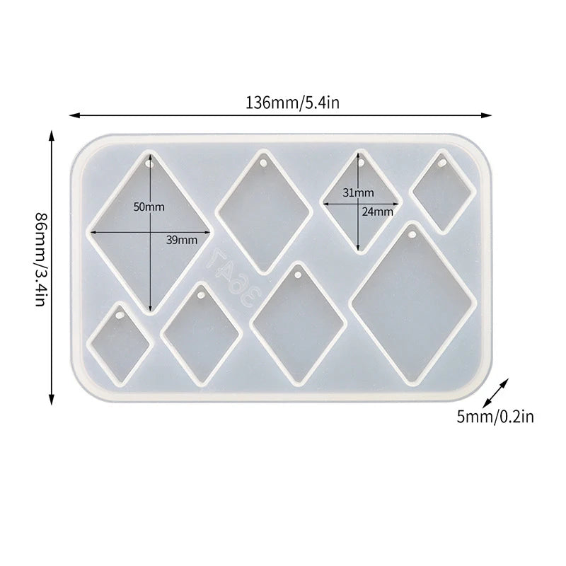 Geometric Earring Pendant Silicone Mold Round Epoxy Resin Mould For DIY Ornaments Keychain Necklace Charms Epoxy Resin Crafts