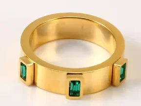 Shiny Crystal High End Non Tarnish Fashion Geometric Open Gold Plated Stainless Steel Rings for Women Wedding Ring Jewelry Gifts